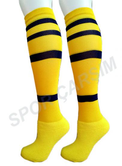 Evox 7-14 Yaş Çocuk Profesyonel Futbol Çorabı,Tozluk,Konç,Sarı-Lacivert