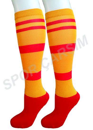 Evox 7-14 Yaş Çocuk Profesyonel Futbol Çorabı,Tozluk,Konç,Sarı-Kırmızı
