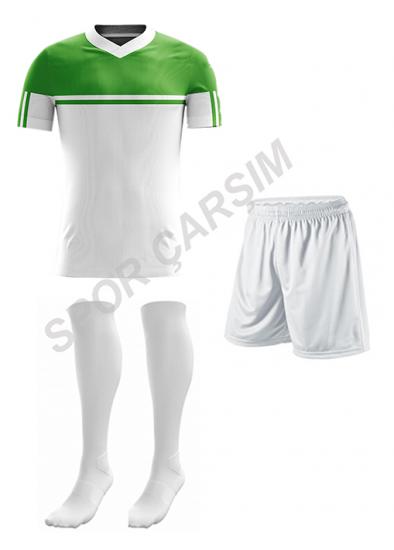 Futbol Retro6 Forma,Şort,Lüks Çorap Beyaz-Yeşil