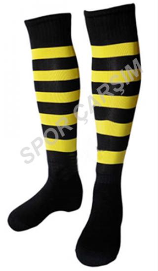 Tam Profesyonel Zebra Futbol Çorabı,Tozluk,Konç Sarı-Siyah