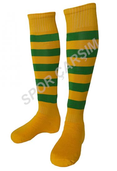 Tam Profesyonel Zebra Futbol Çorabı,Tozluk,Konç Sarı-Yeşil