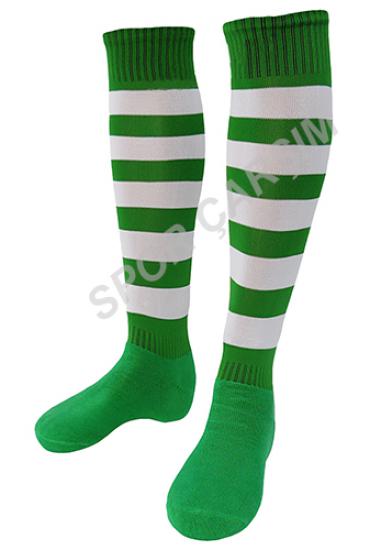 Tam Profesyonel Zebra Futbol Çorabı,Tozluk,Konç Yeşil-Beyaz