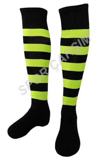 Tam Profesyonel Zebra Futbol Çorabı,Tozluk,Konç Fosforlu Sarı-Siyah